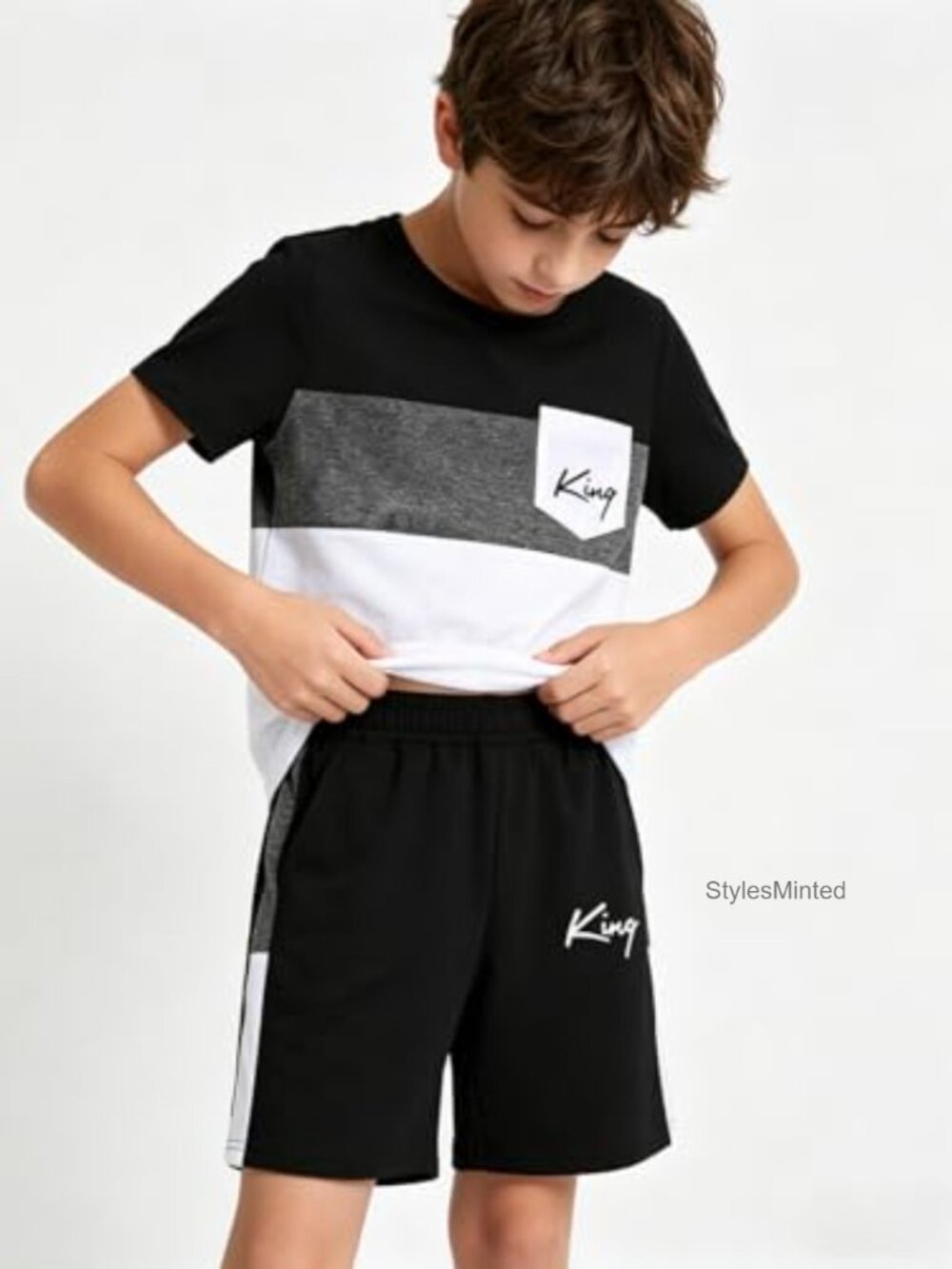 Boys 6-12 Summer Outfit Set Short Sleeve Tee & Shorts 2-Piece - Picture 3 of 7